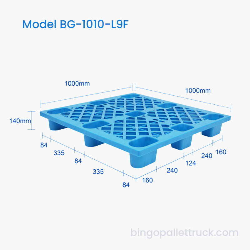 Pailéad Plaisteach Éadrom 1000x1000mm HDPE Iontráil 4 Bealach le haghaidh Ardaithe