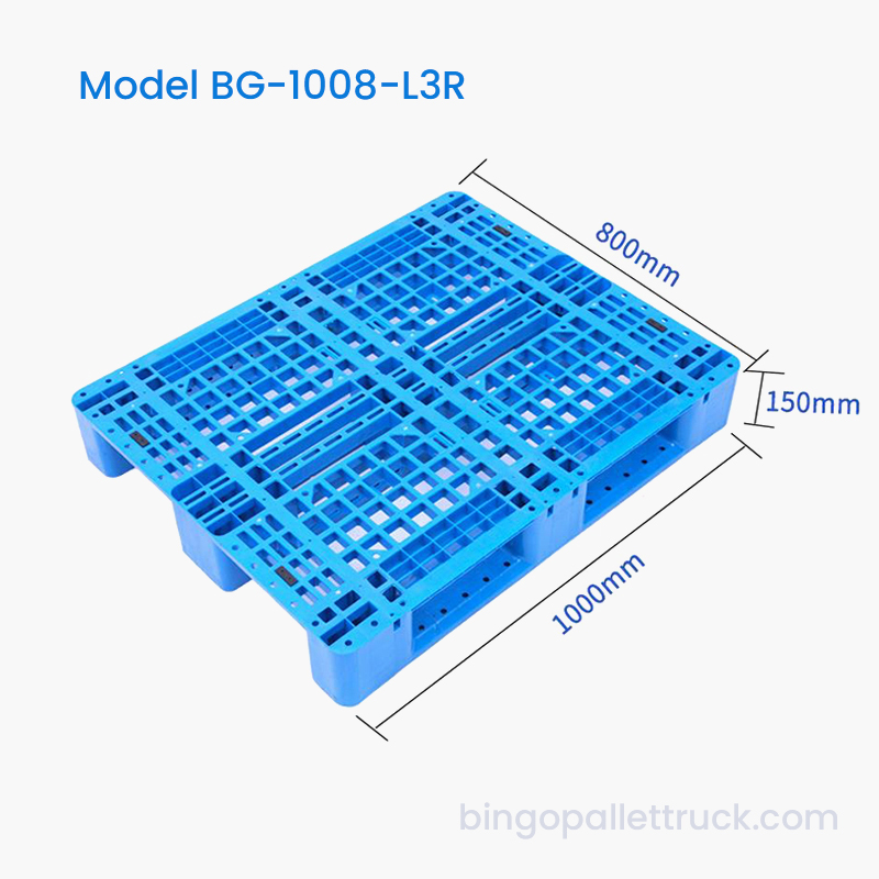 Pailéad Plaisteacha HDPE 3-Runner 1000 × 800mm le haghaidh Racáil Stórais